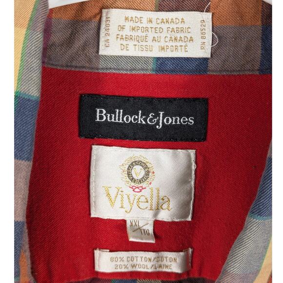 Bullock & Jones Viyella XXL Plaid Shirt Canada Wool Cotton Mens Flannel Button - Picture 3 of 4